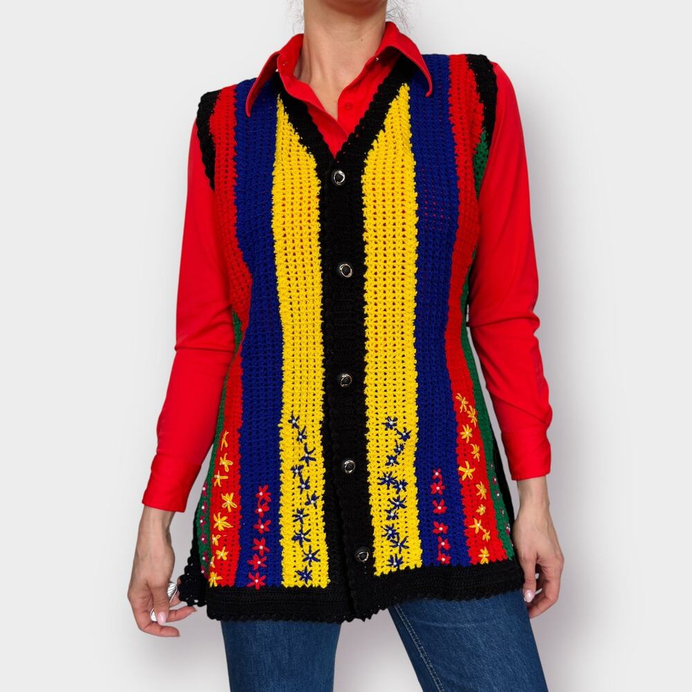 70s Multicolor Handmade Vest Size XL